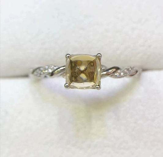 S925 silver delicate inlaid natural citrine sugar tower ladies silver ring