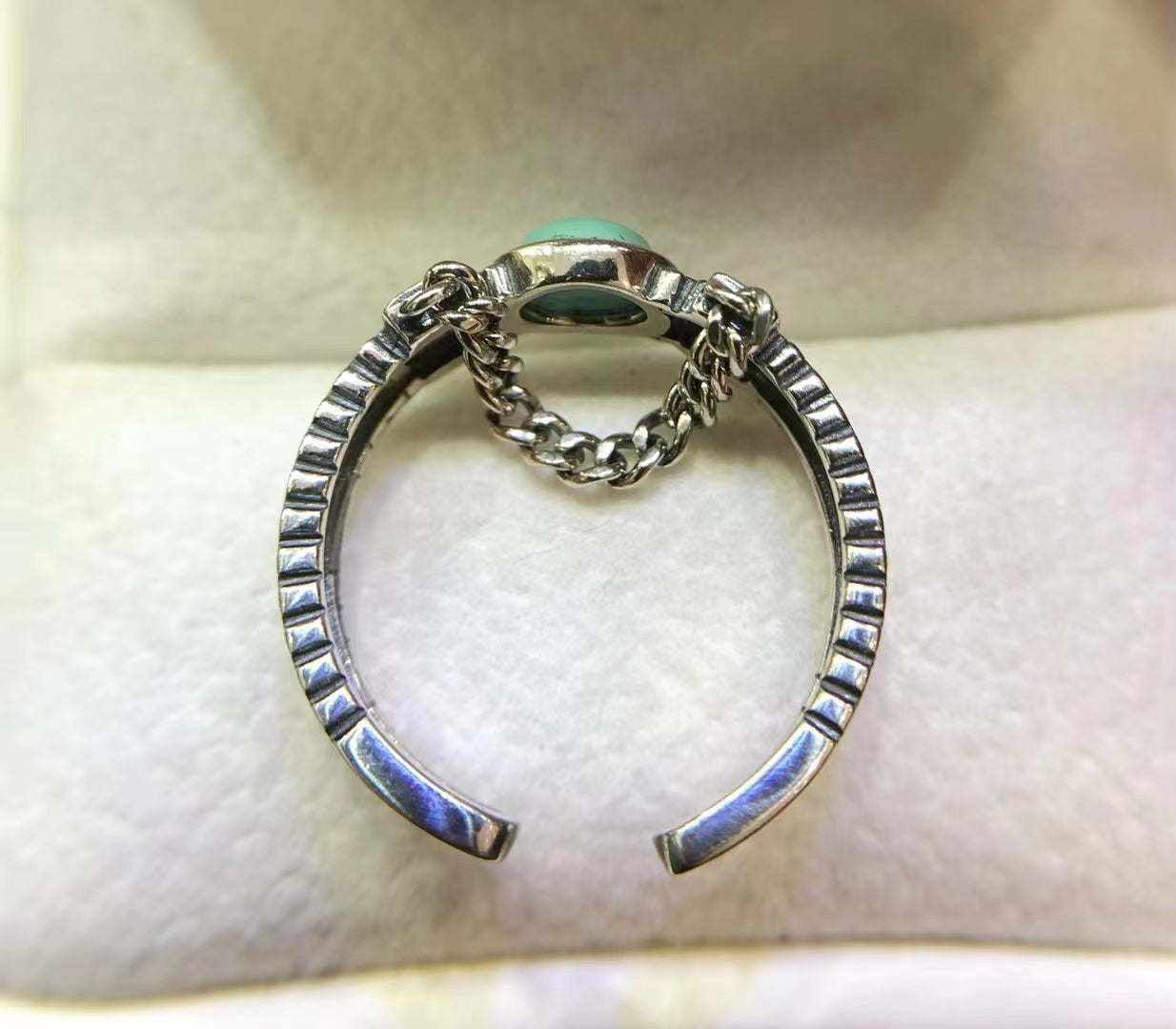S925 Natural Hubei Original Mine Vintage Turquoise Ladies Ring