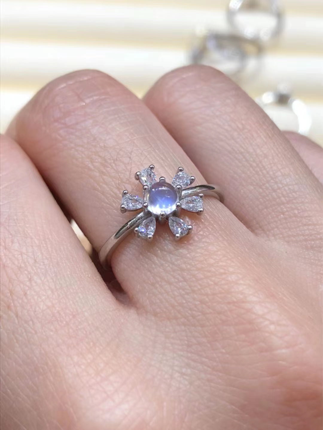 S925 Natural Moonstone Sterling Silver Ring
