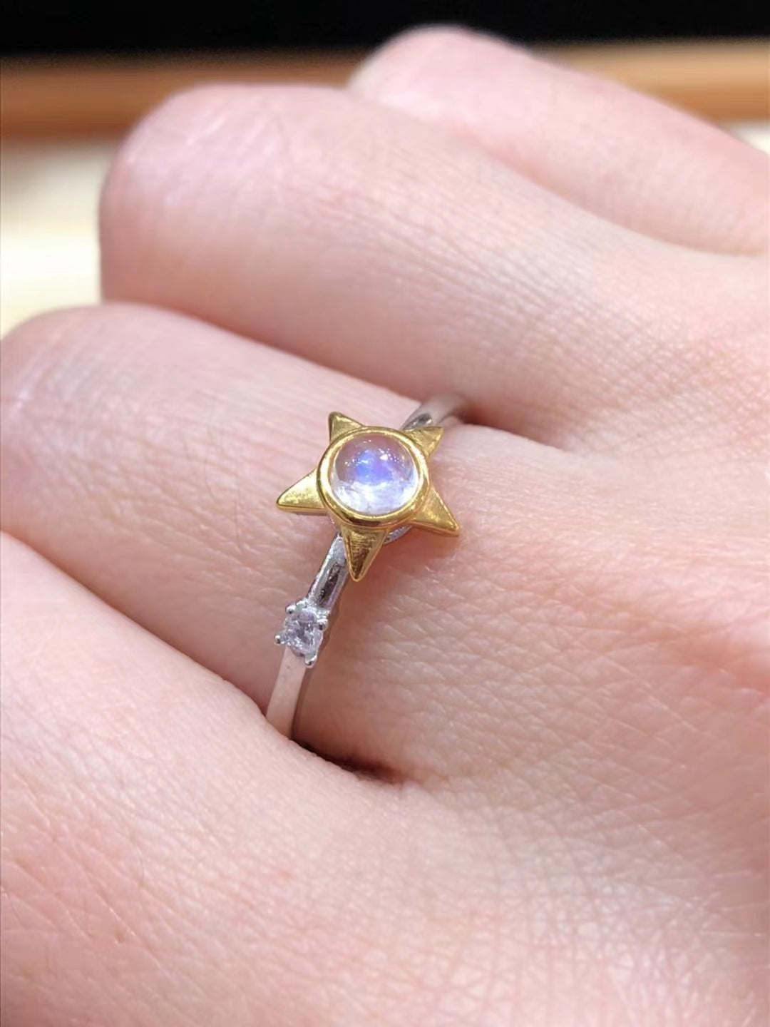 S925 Natural Moonstone Sterling Silver Ring