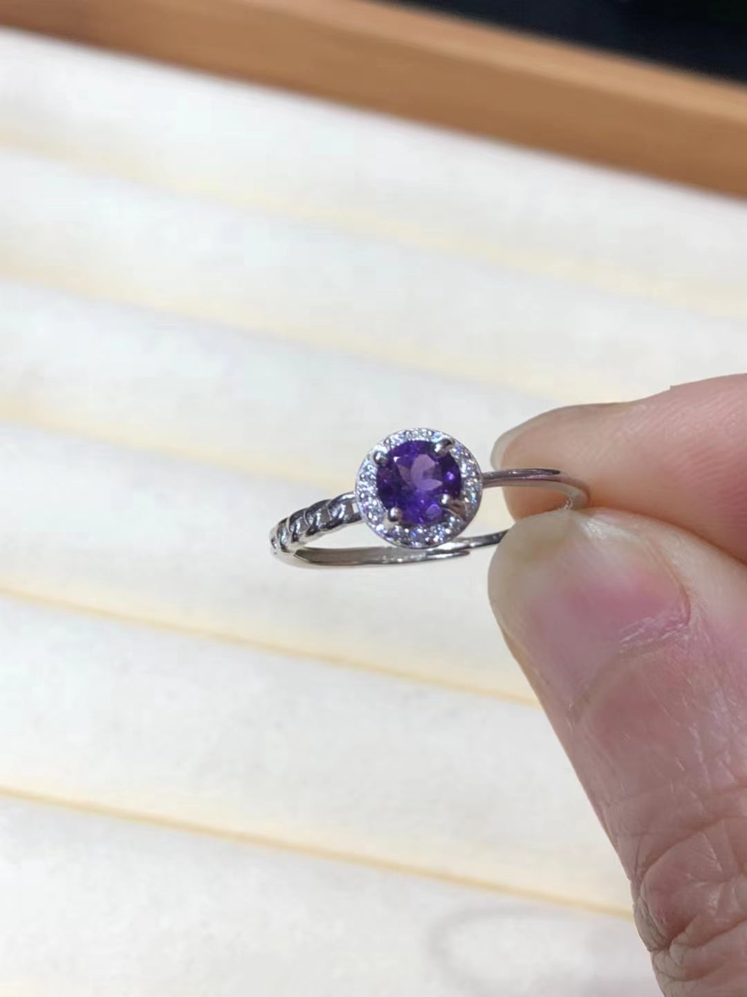 S925 Natural Amethyst Ring