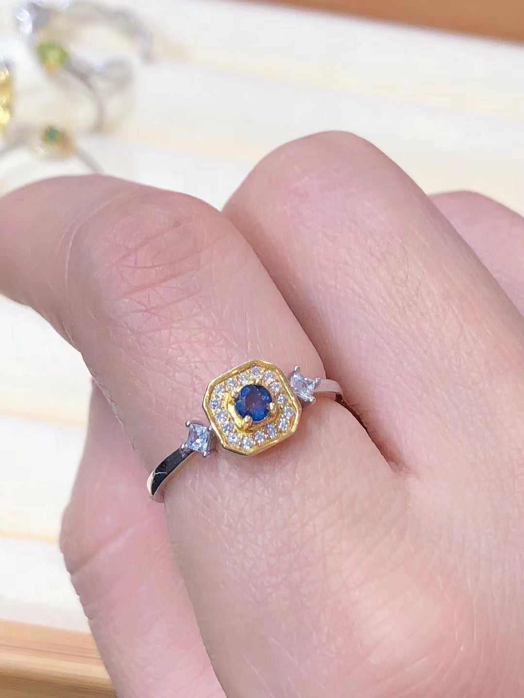 S925 Natural Sapphire Ring