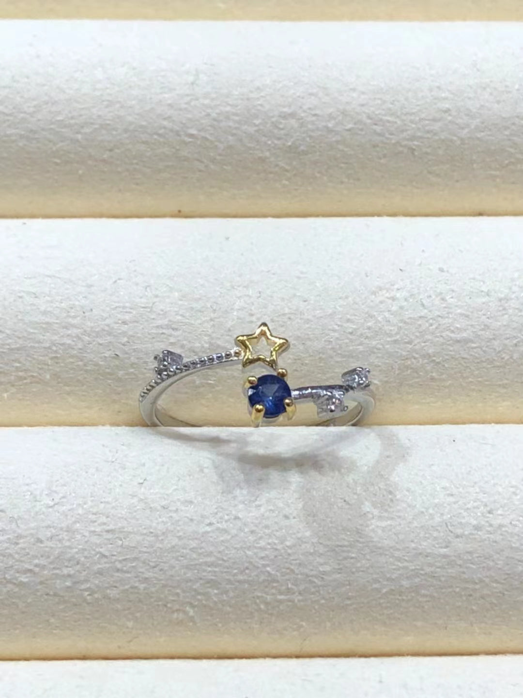 S925 natural sapphire ring top opening design