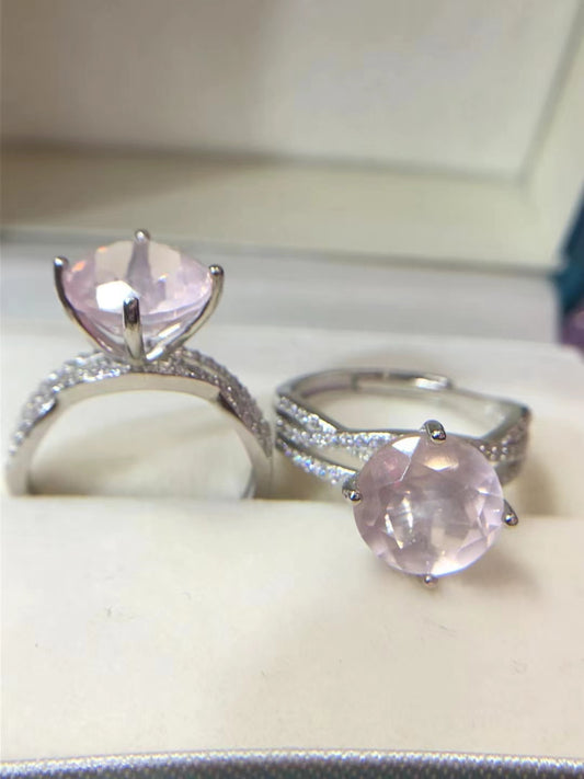 S925 Natural Pink Crystals Diamond Cut Large Grain Nude Stone