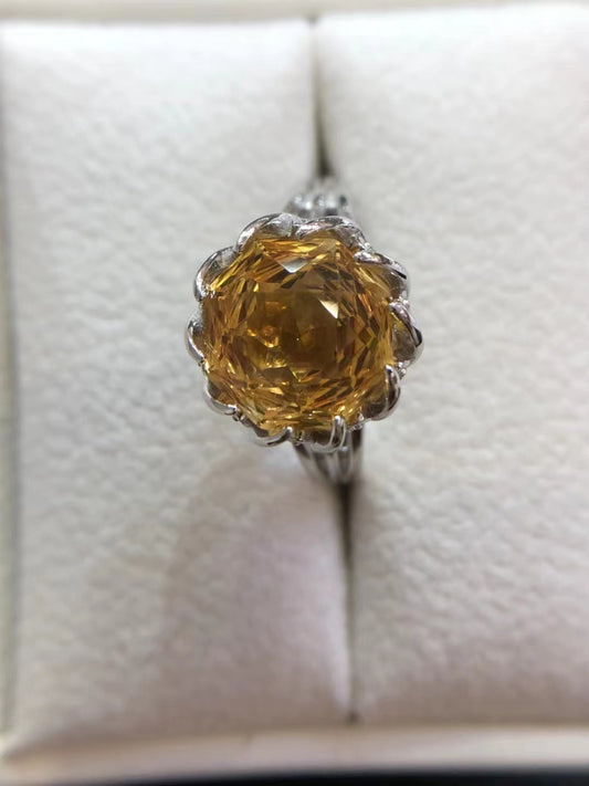 S925 Pod Rose Cut Citrine Ring