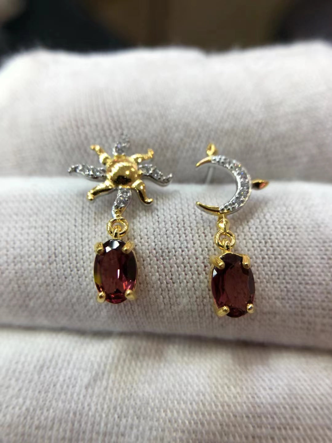 S925 Natural Garnet Sterling Silver Earrings