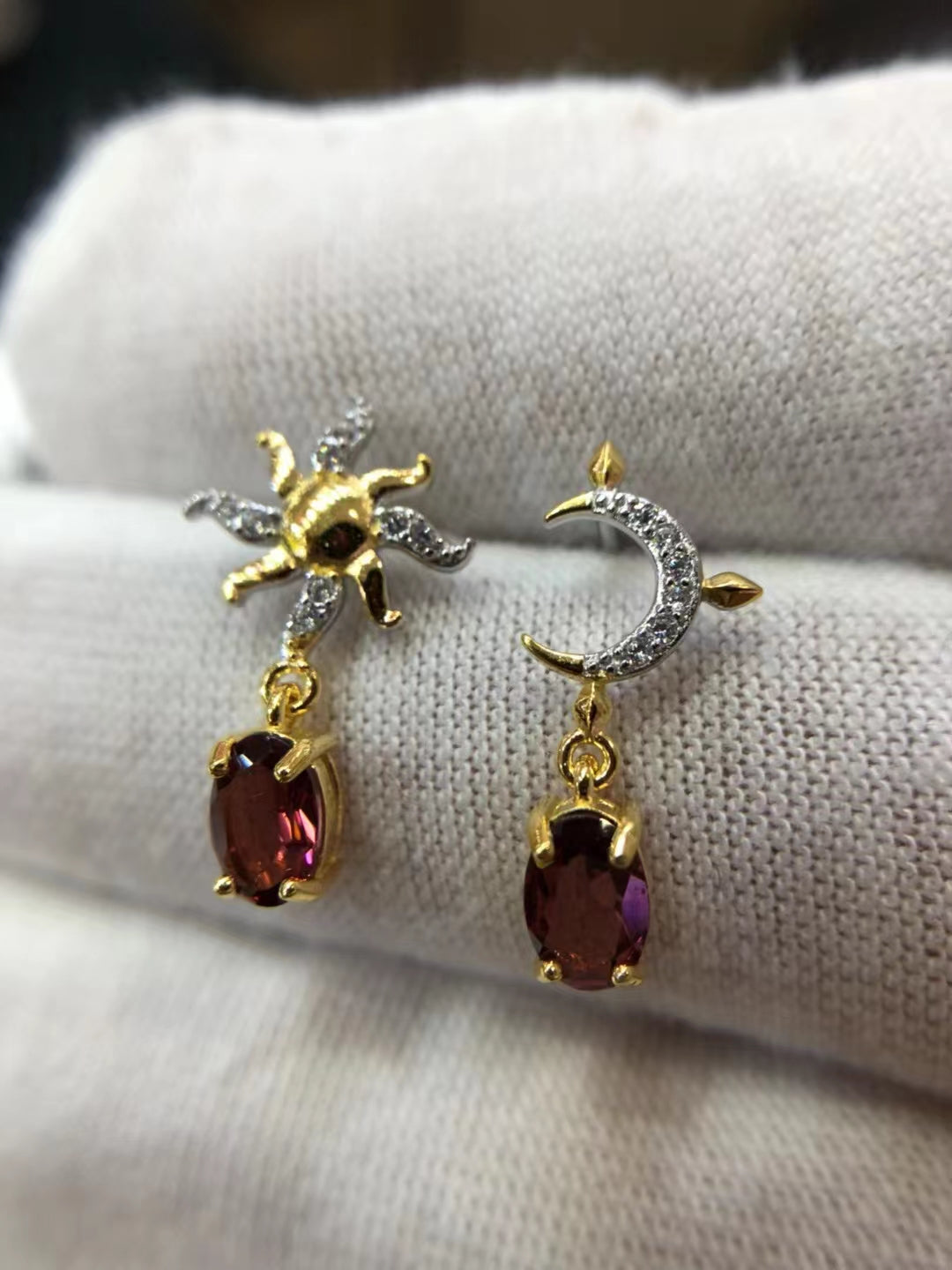 S925 Natural Garnet Sterling Silver Earrings