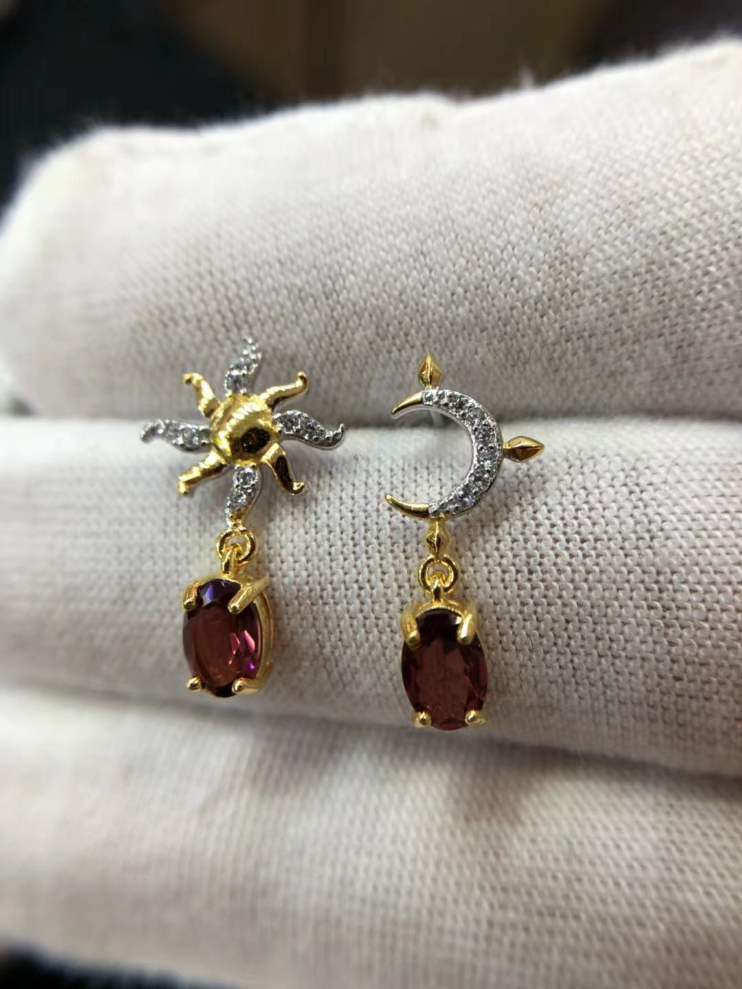 S925 Natural Garnet Sterling Silver Earrings