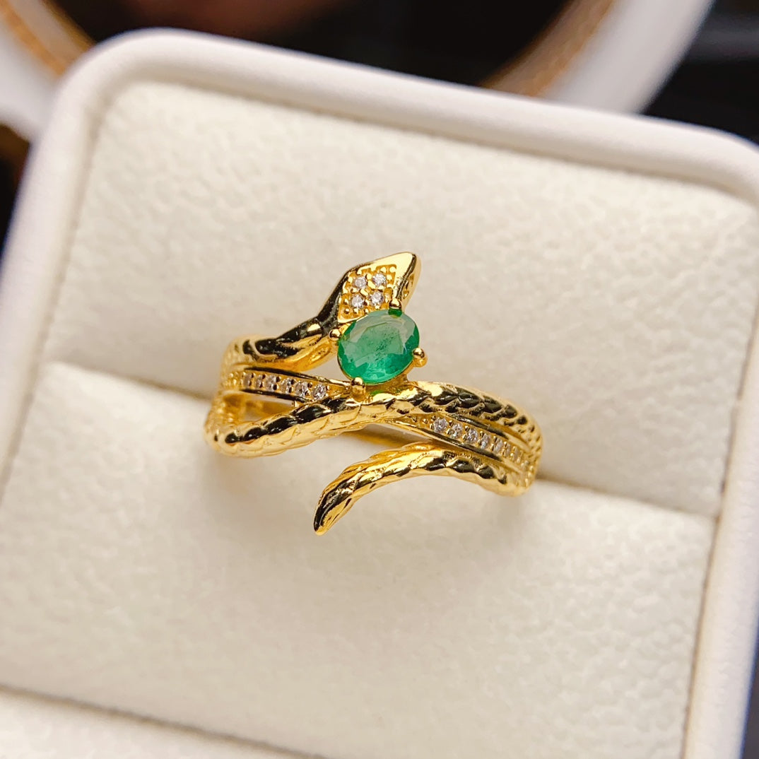 Natural Emerald Ring, Flawless & Vivid Color, 925 Silver Setting
