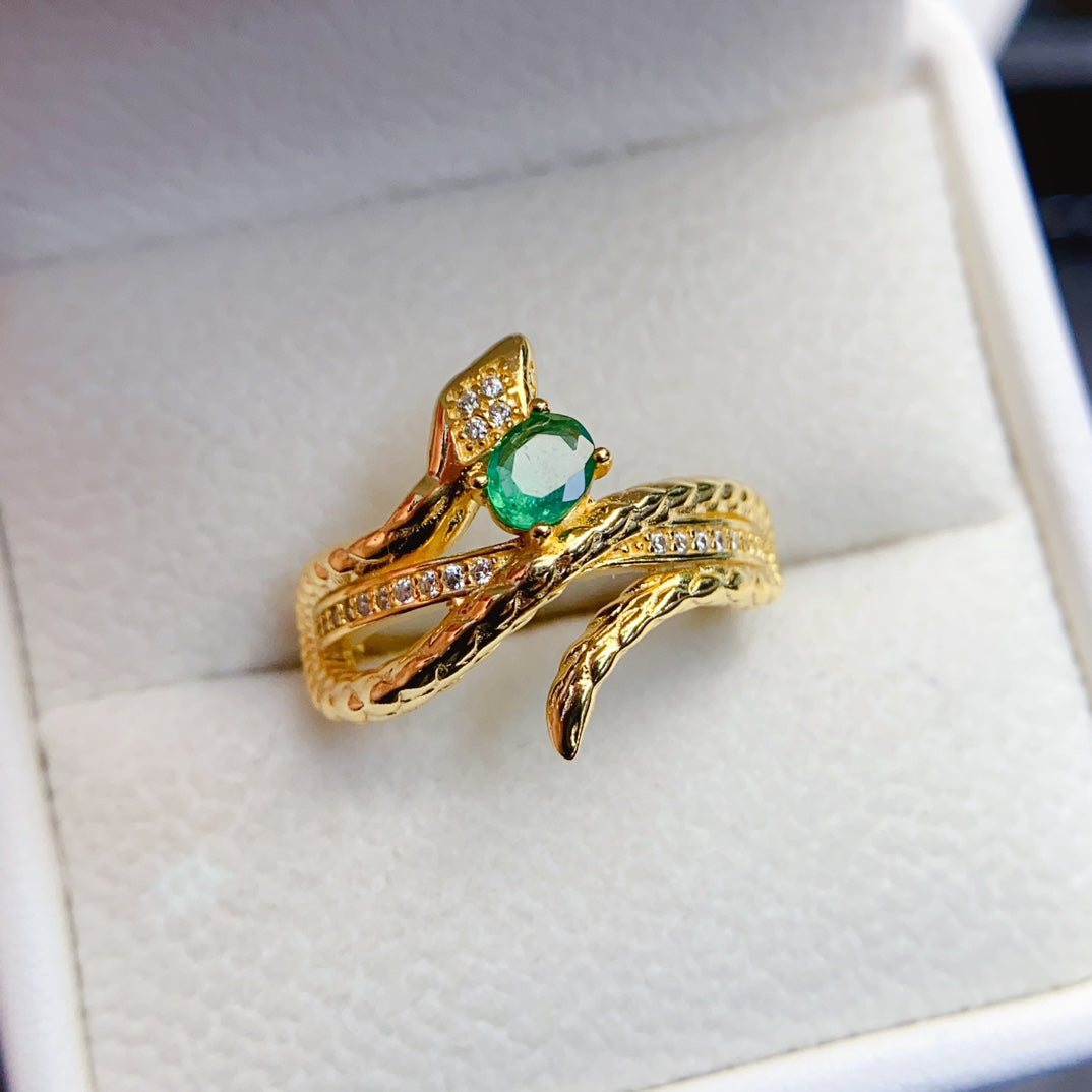 Natural Emerald Ring, Flawless & Vivid Color, 925 Silver Setting