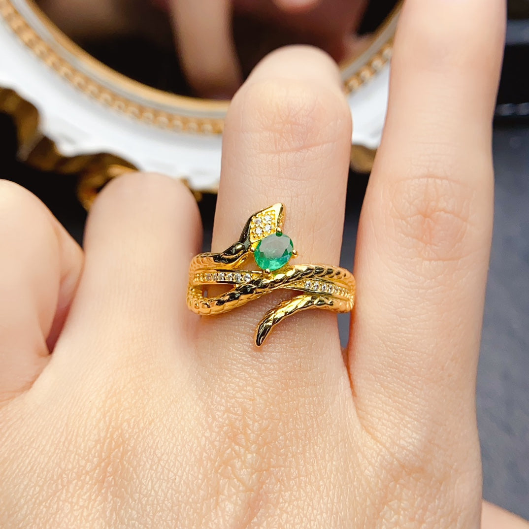 Natural Emerald Ring, Flawless & Vivid Color, 925 Silver Setting