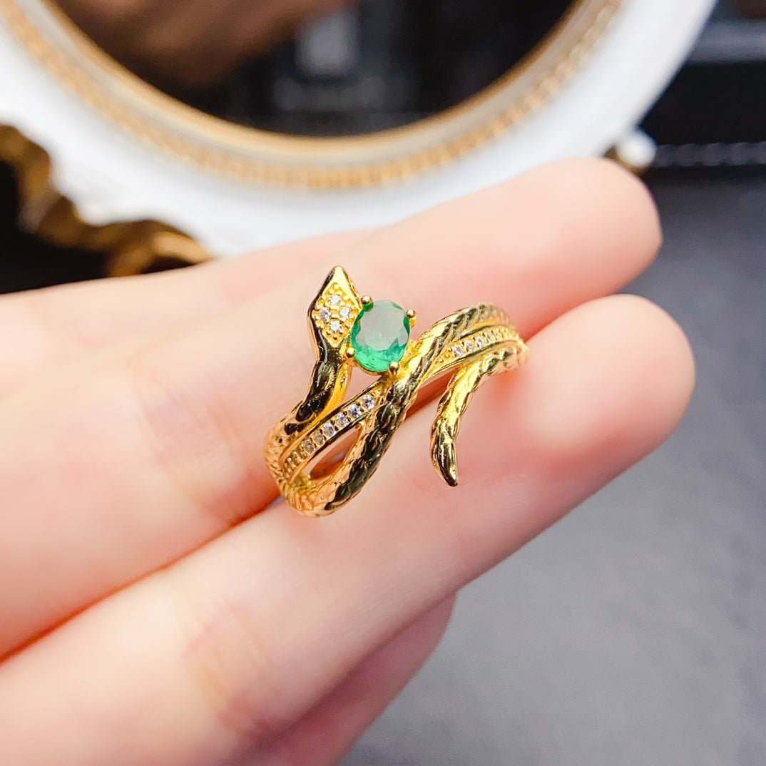 Natural Emerald Ring, Flawless & Vivid Color, 925 Silver Setting