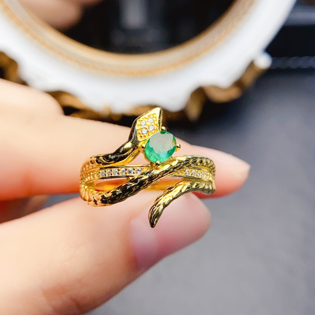 Natural Emerald Ring, Flawless & Vivid Color, 925 Silver Setting