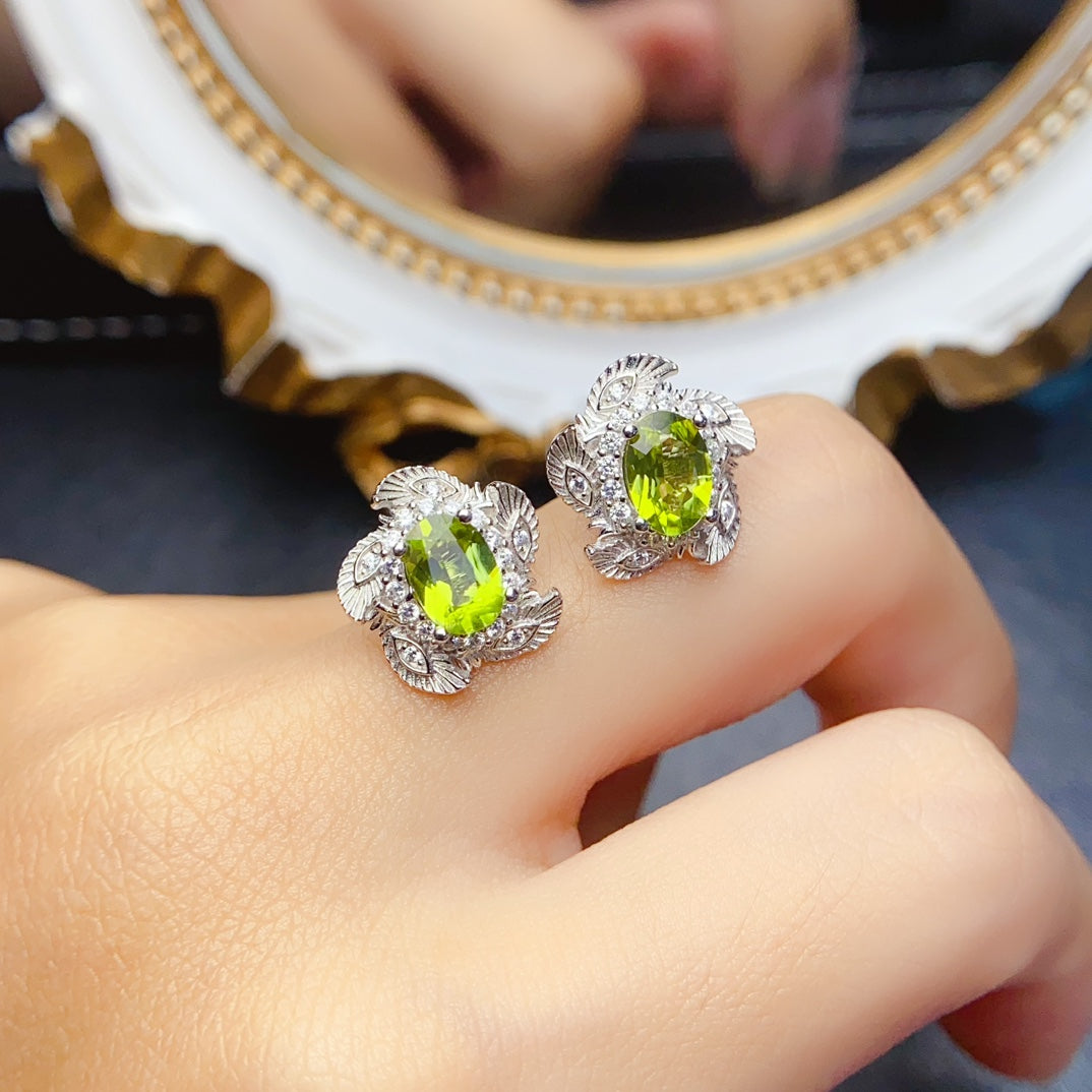 5*7mm Natural Peridot Earrings, Vintage Oval Cut, High Clarity & Full Fire, 925 Silver, May Birthstone Jewelry