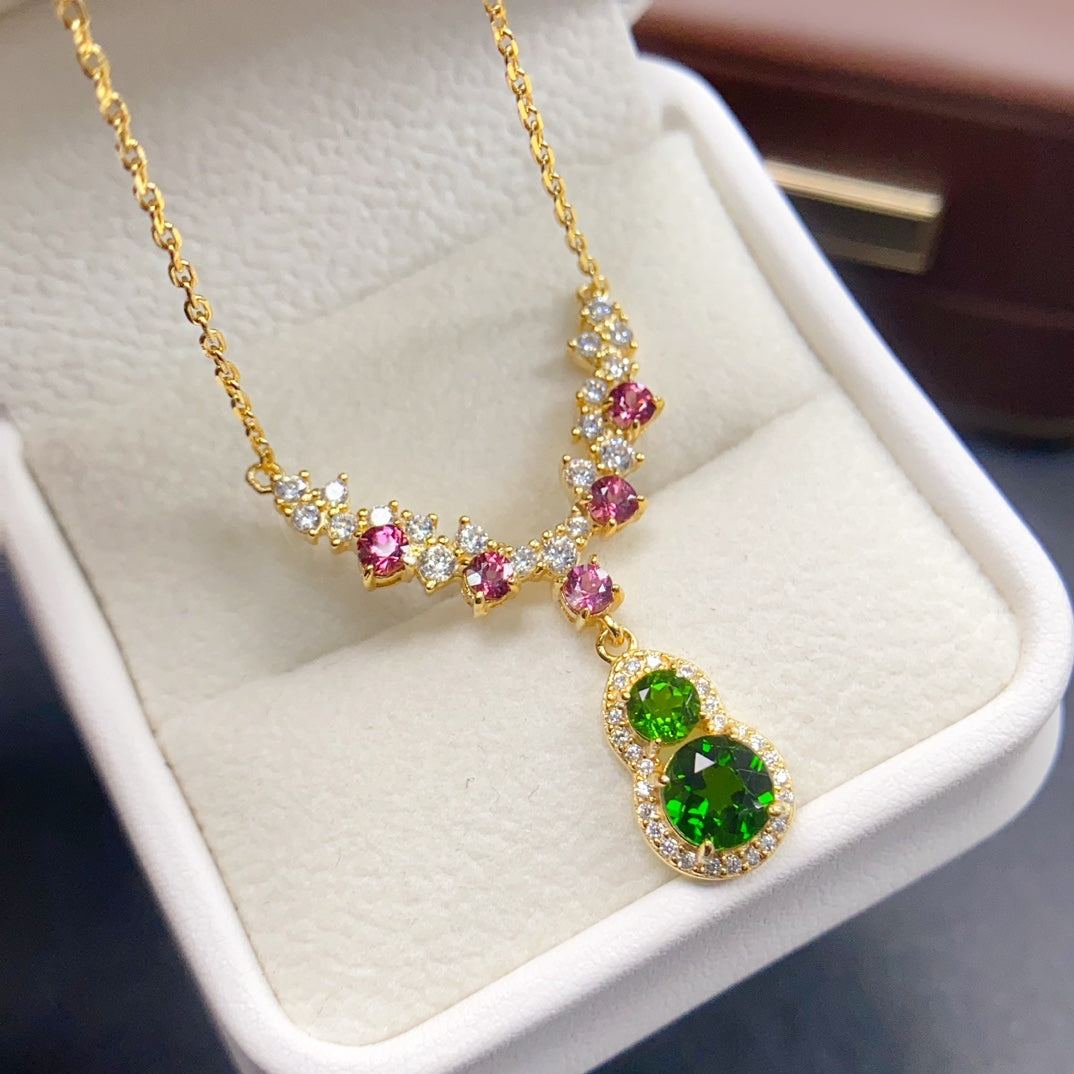 Natural Diopside Necklace 925 Sterling Silver Pendant, 3/4/5mm Green Gemstone Energy Crystal Choker, Dainty Layering Jewelry For Women, Positive Energy Luck Stone Gift