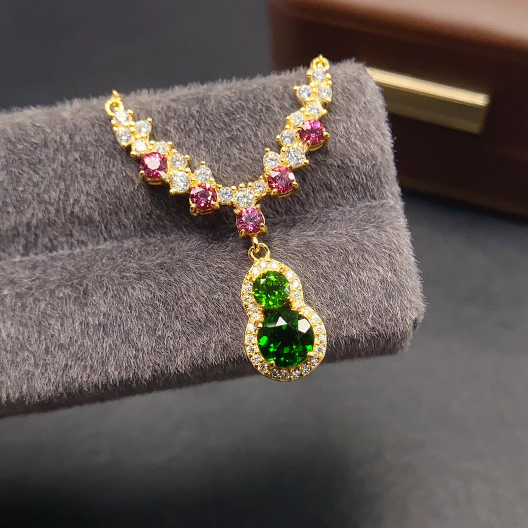 Natural Diopside Necklace 925 Sterling Silver Pendant, 3/4/5mm Green Gemstone Energy Crystal Choker, Dainty Layering Jewelry For Women, Positive Energy Luck Stone Gift