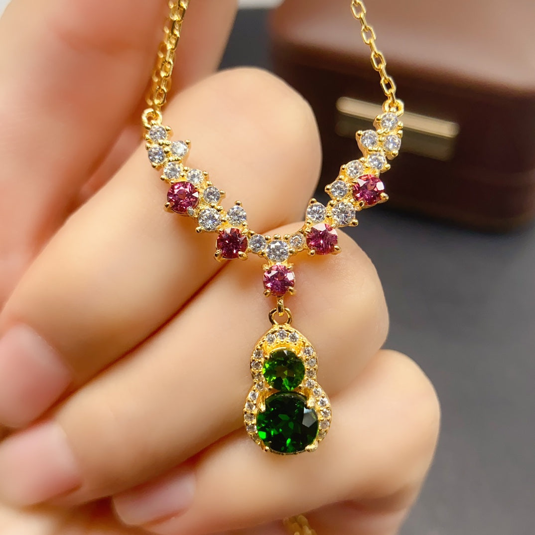 Natural Diopside Necklace 925 Sterling Silver Pendant, 3/4/5mm Green Gemstone Energy Crystal Choker, Dainty Layering Jewelry For Women, Positive Energy Luck Stone Gift
