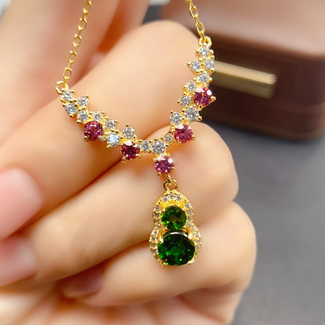 Natural Diopside Necklace 925 Sterling Silver Pendant, 3/4/5mm Green Gemstone Energy Crystal Choker, Dainty Layering Jewelry For Women, Positive Energy Luck Stone Gift