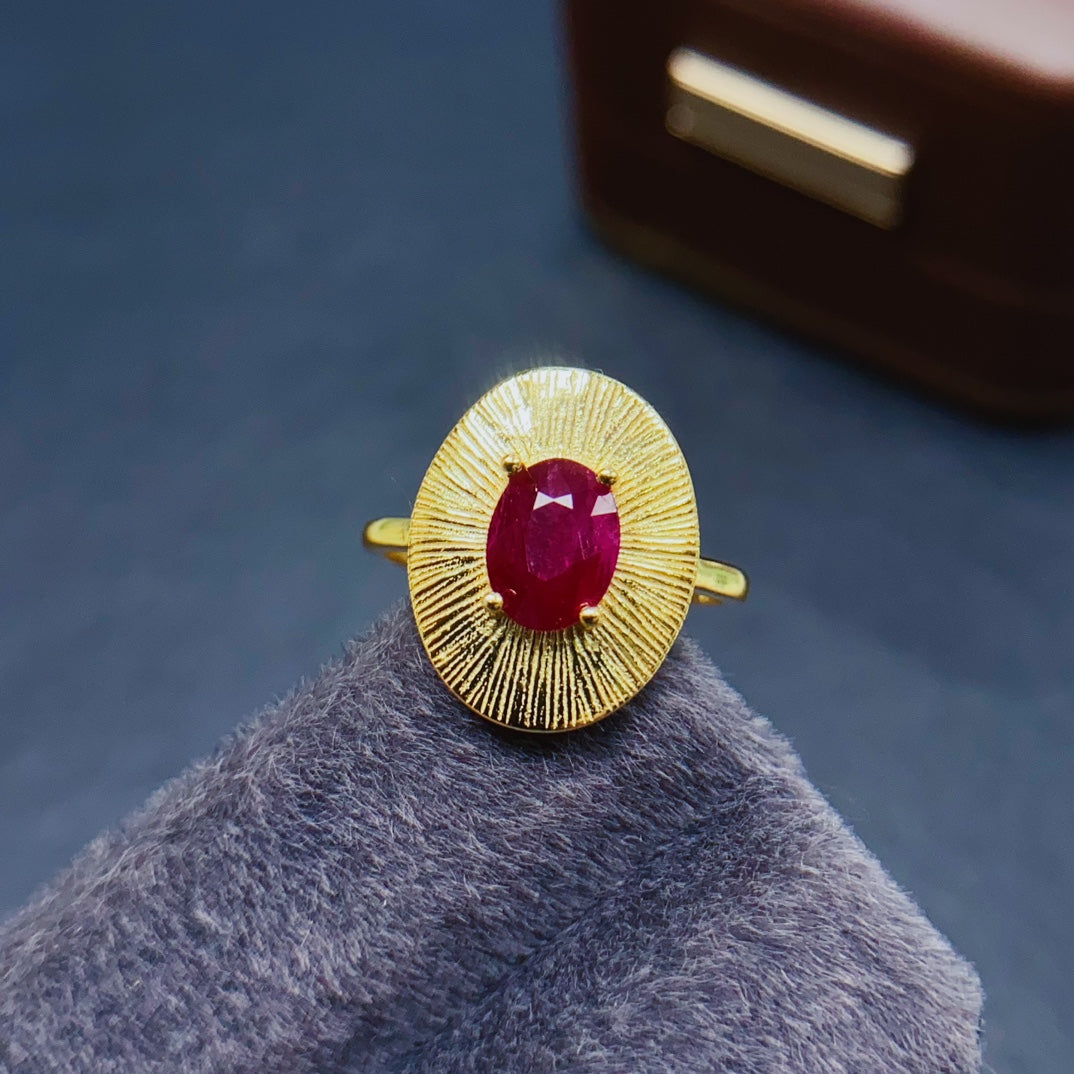 Natural Ruby Ring 925 Sterling Silver, 6x8mm July Birthstone Red Gemstone Crystal Jewelry For Women, Dainty Sparkly Engagement Style Gift