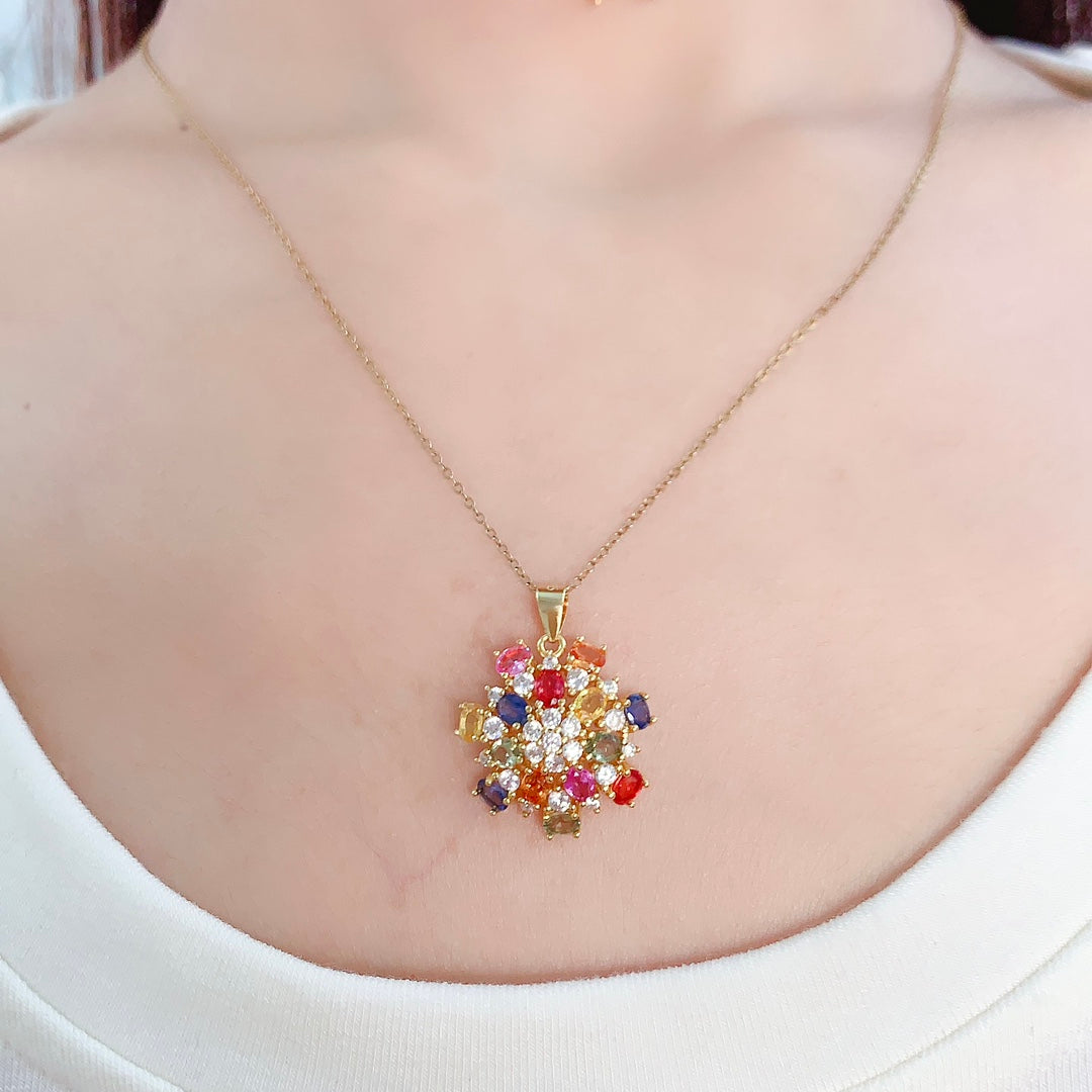 Natural Multi Sapphire Jewelry Set 925 Sterling Silver, 3x4mm Blue Gemstone Ring & Pendant Necklace, September Birthstone Stacking Set Dainty Sparkly Gift For Her