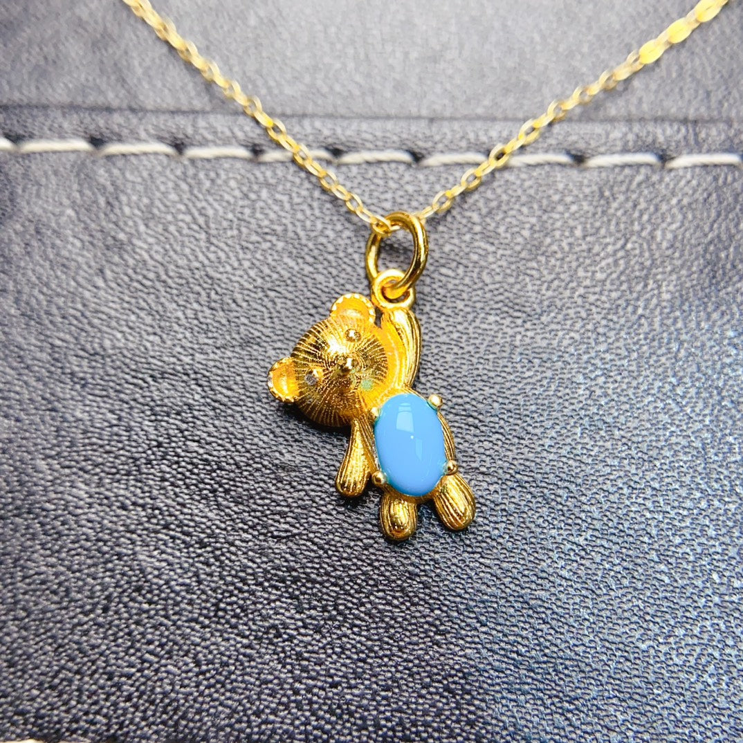 Natural Turquoise Pendant Necklace 925 Sterling Silver, 4x6mm Blue Green Gemstone Healing Crystal Jewelry For Women, Dainty Bohemian Gift For Her