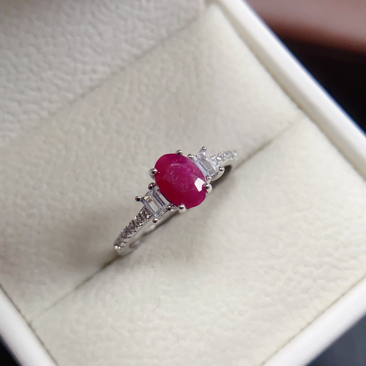 Natural Ruby Adjustable Ring 5*7mm 925 Sterling Silver Open Band Statement Jewelry for Women Elegant Birthday Gift Idea