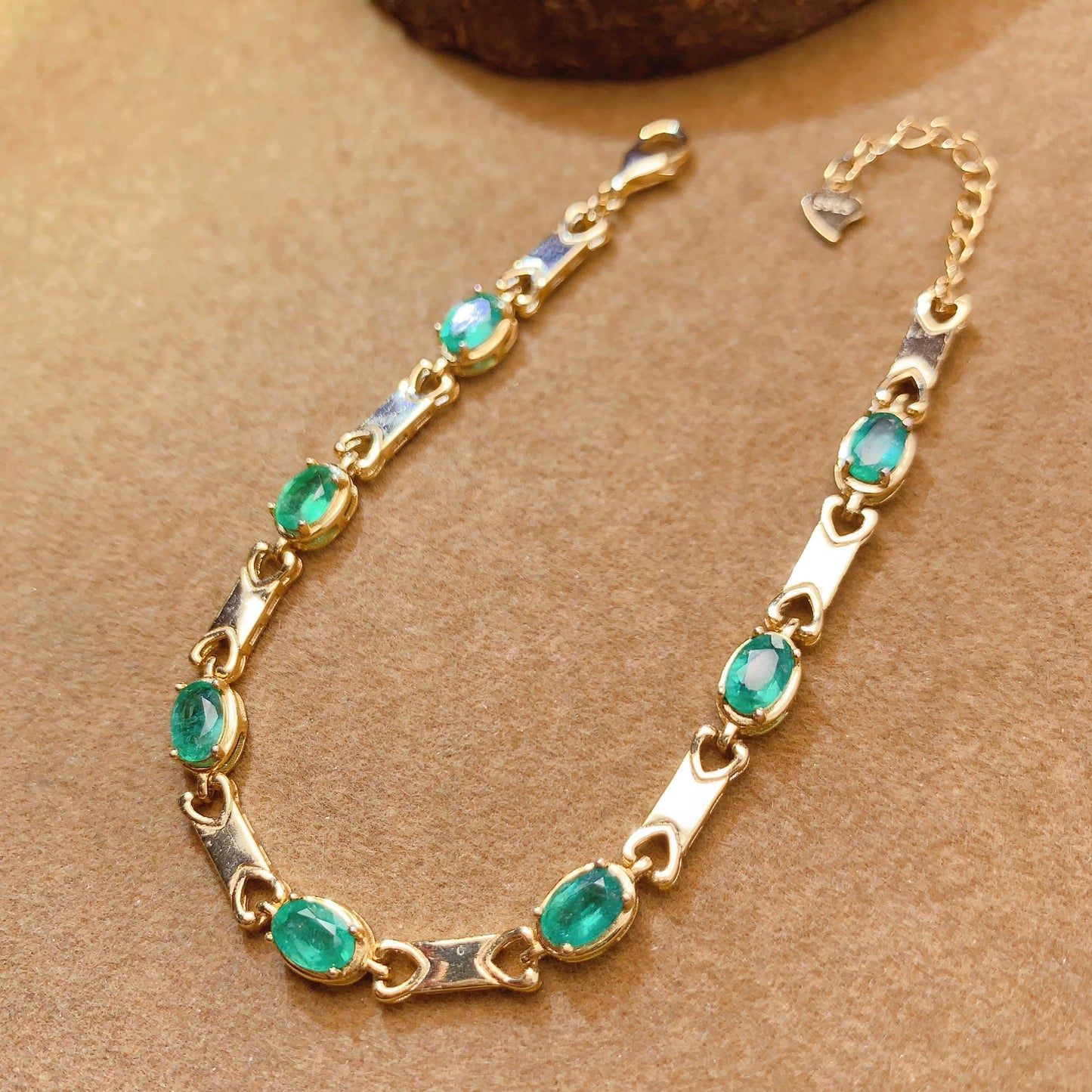 Natural Emerald Bracelet 4*6mm 925 Silver Tested Eternal Luck Blessing Elegant Birthday Gift