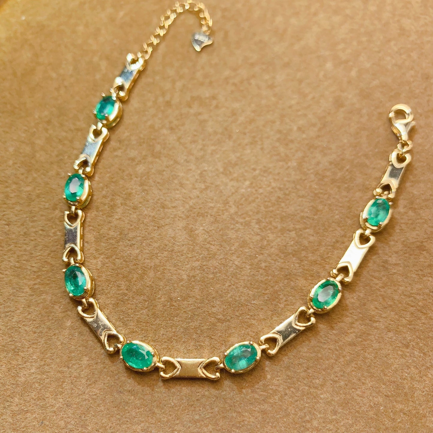 Natural Emerald Bracelet 4*6mm 925 Silver Tested Eternal Luck Blessing Elegant Birthday Gift