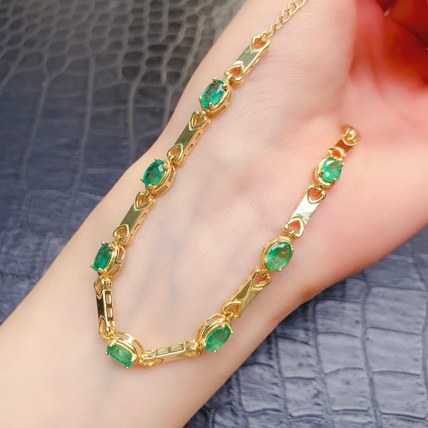 Natural Emerald Bracelet 4*6mm 925 Silver Tested Eternal Luck Blessing Elegant Birthday Gift