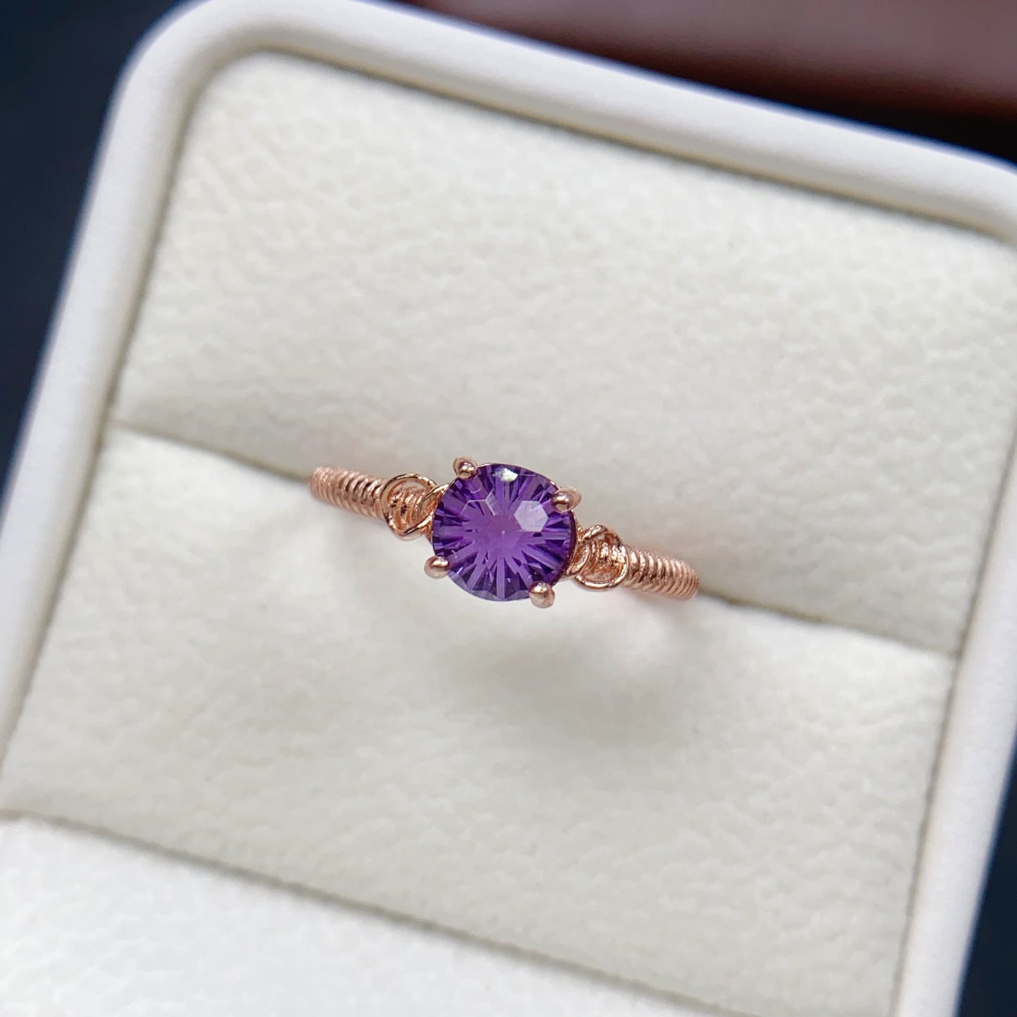 Natural Amethyst Adjustable Ring 6*6mm High Quality Rich Purple 925 Silver Wisdom Stone Simple Elegant Birthday Gift