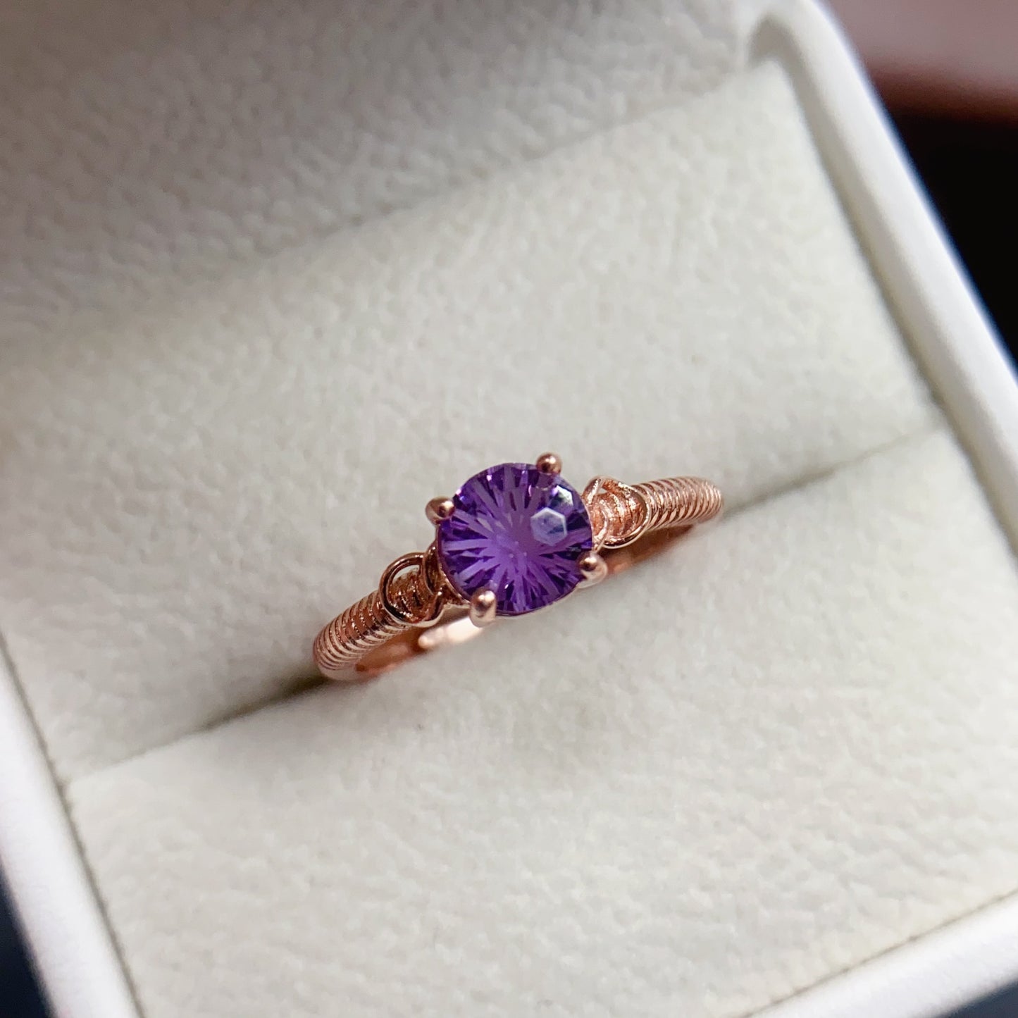Natural Amethyst Adjustable Ring 6*6mm High Quality Rich Purple 925 Silver Wisdom Stone Simple Elegant Birthday Gift