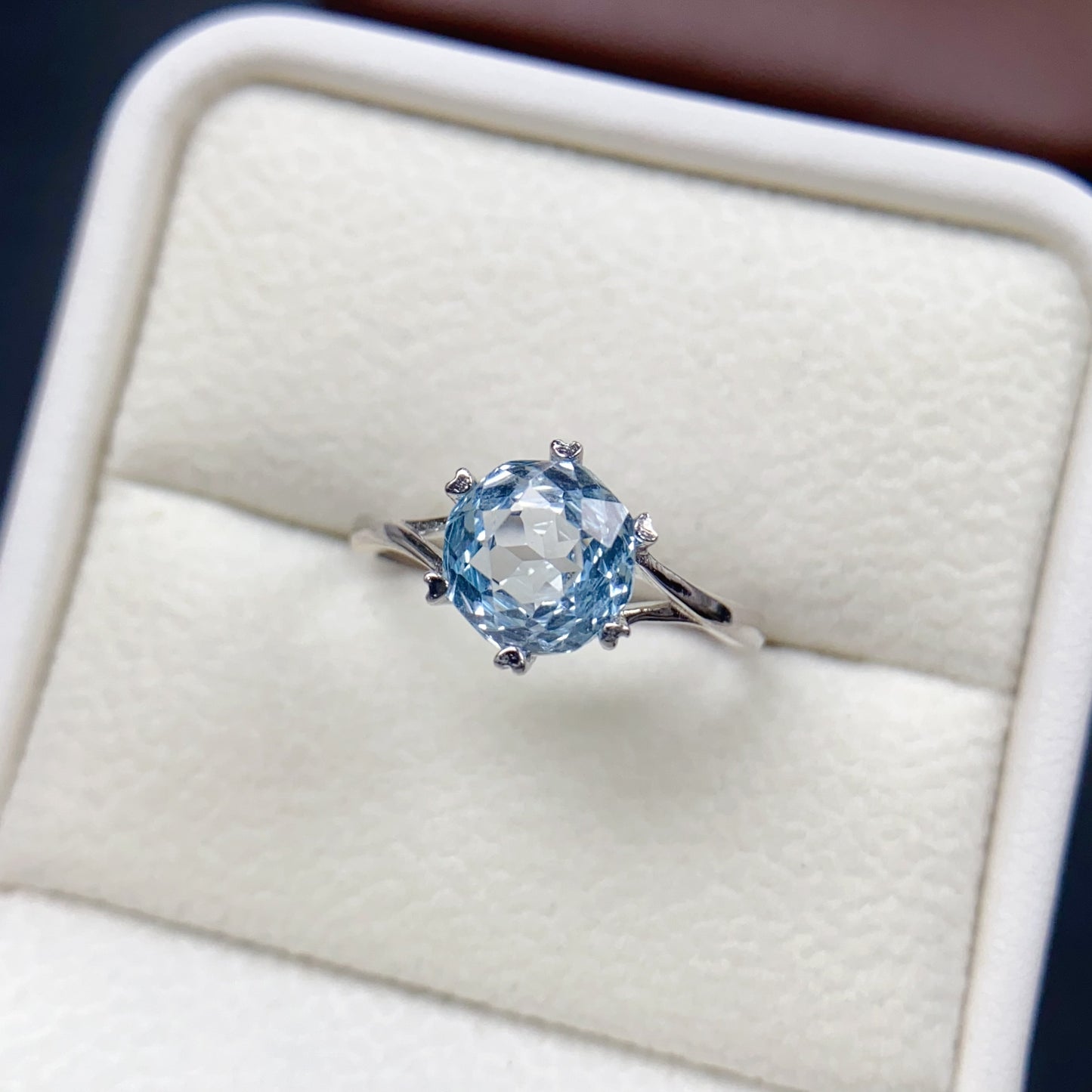 Natural Topaz Ring Adjustable | 8x8mm Gemstone Solitaire Six Prong Setting | 925 Silver Minimalist Crystal Jewelry | Trendy Gift For Women