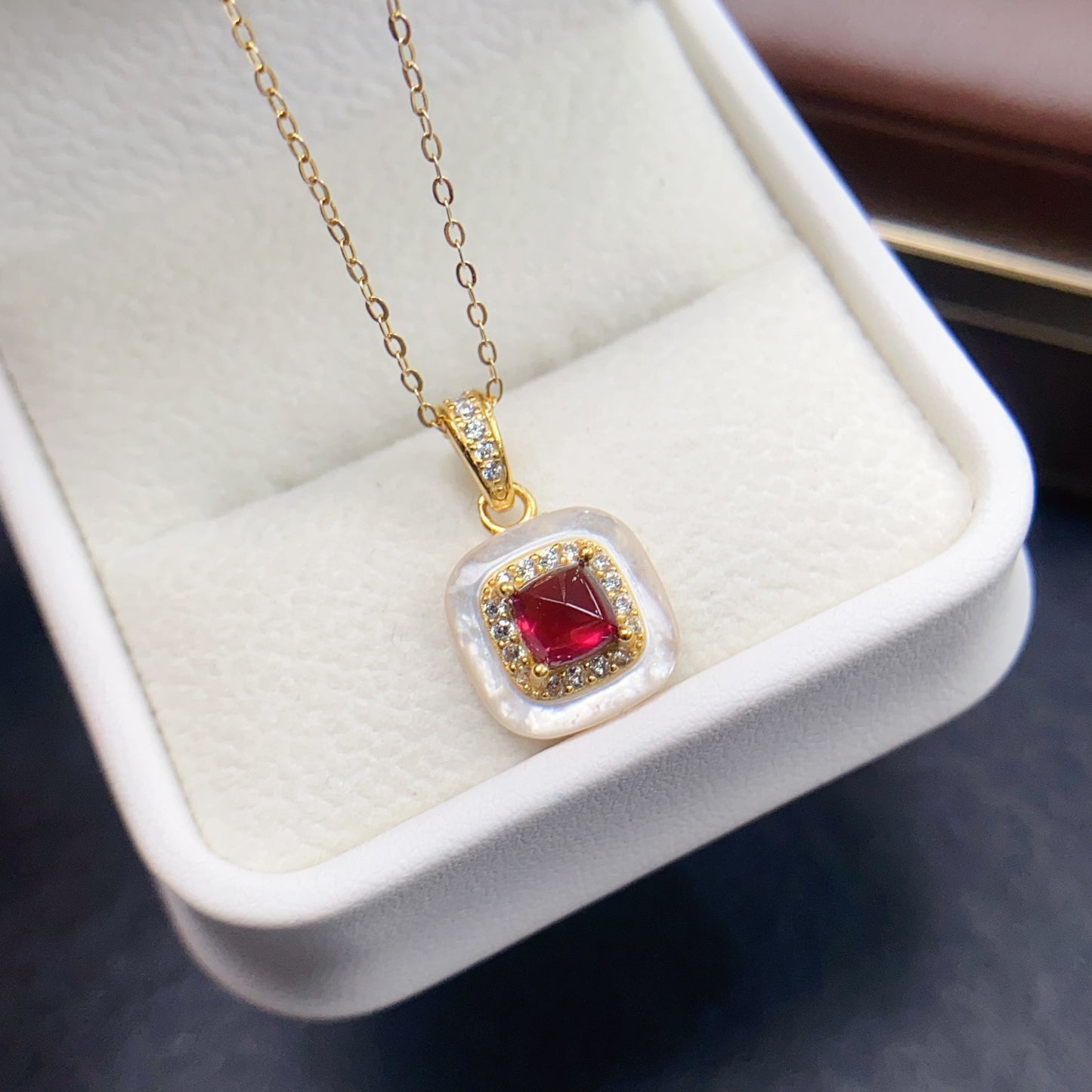 Natural Magnesium Aluminum Garnet Pendant | Sugar Loaf Cut 5x5mm Gemstone | High Quality Vivid Color | 925 Silver Dainty Fashion Necklace | Trendy Crystal Jewelry Gift