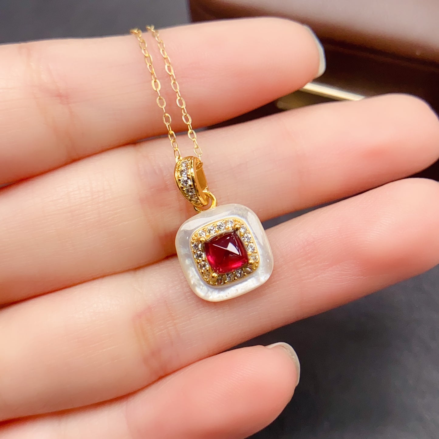 Natural Magnesium Aluminum Garnet Pendant | Sugar Loaf Cut 5x5mm Gemstone | High Quality Vivid Color | 925 Silver Dainty Fashion Necklace | Trendy Crystal Jewelry Gift