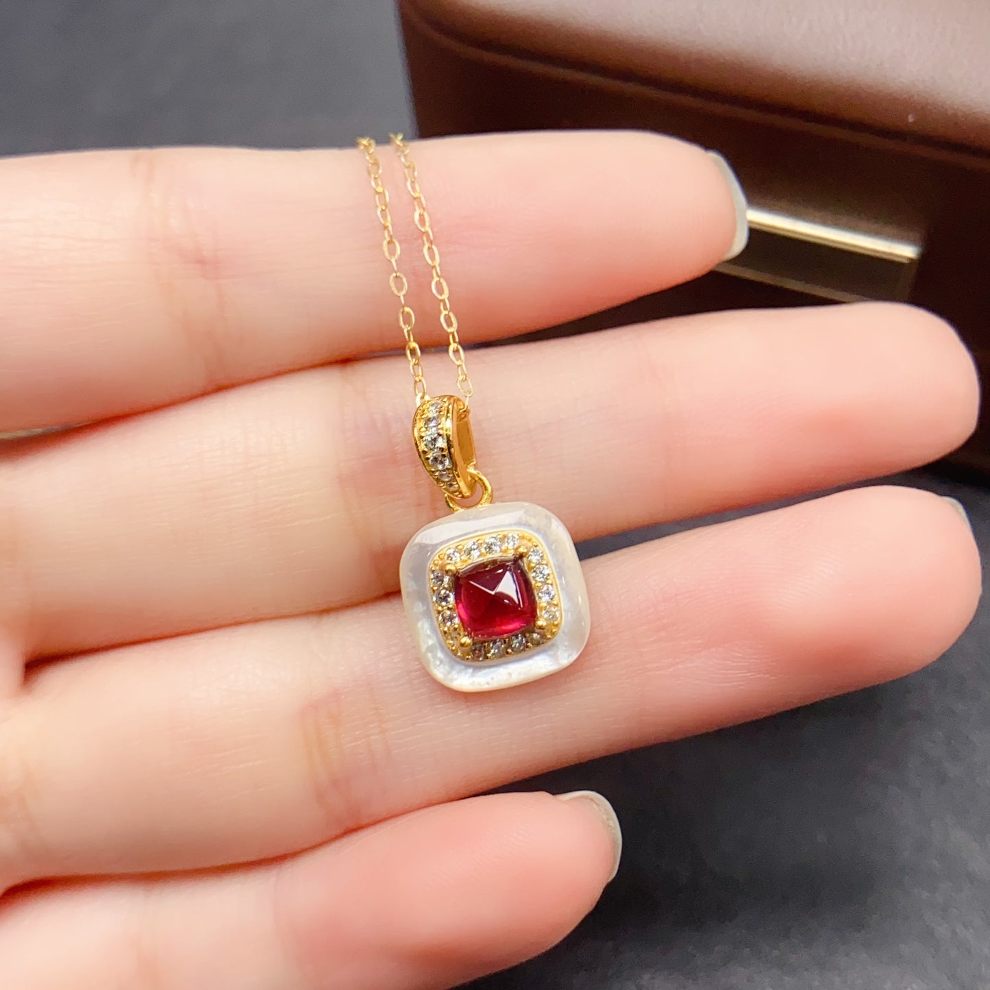 Natural Magnesium Aluminum Garnet Pendant | Sugar Loaf Cut 5x5mm Gemstone | High Quality Vivid Color | 925 Silver Dainty Fashion Necklace | Trendy Crystal Jewelry Gift