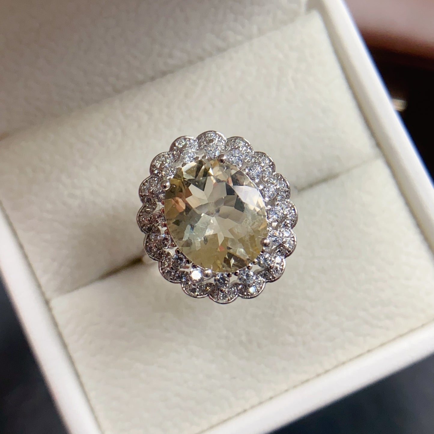 Natural Citrine Adjustable Ring, Daily Simple Style, High Quality 925 Silver Setting, 10x12mm+