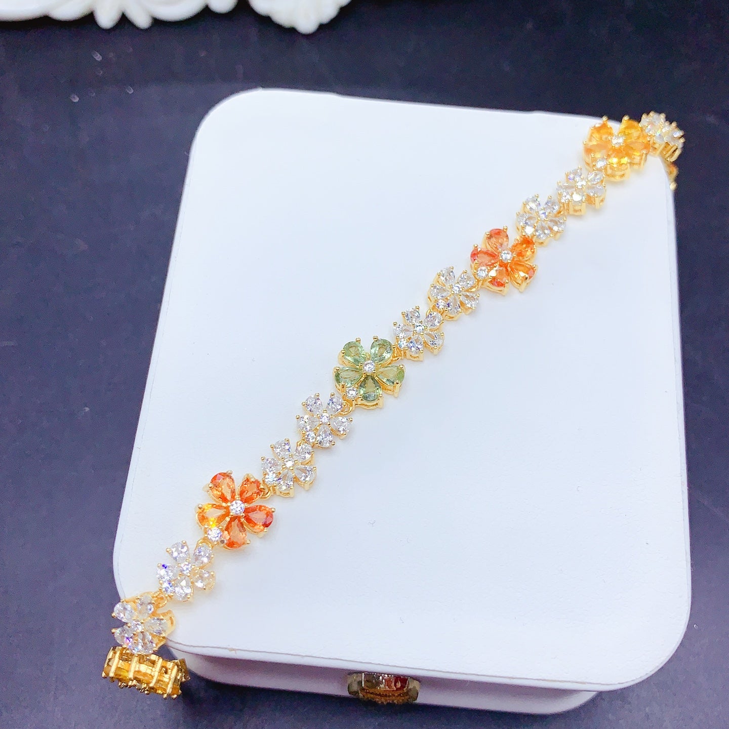 New Colored Sapphire Bracelet, Fairy Style Design, 3x4mm Gemstones, 925 Silver