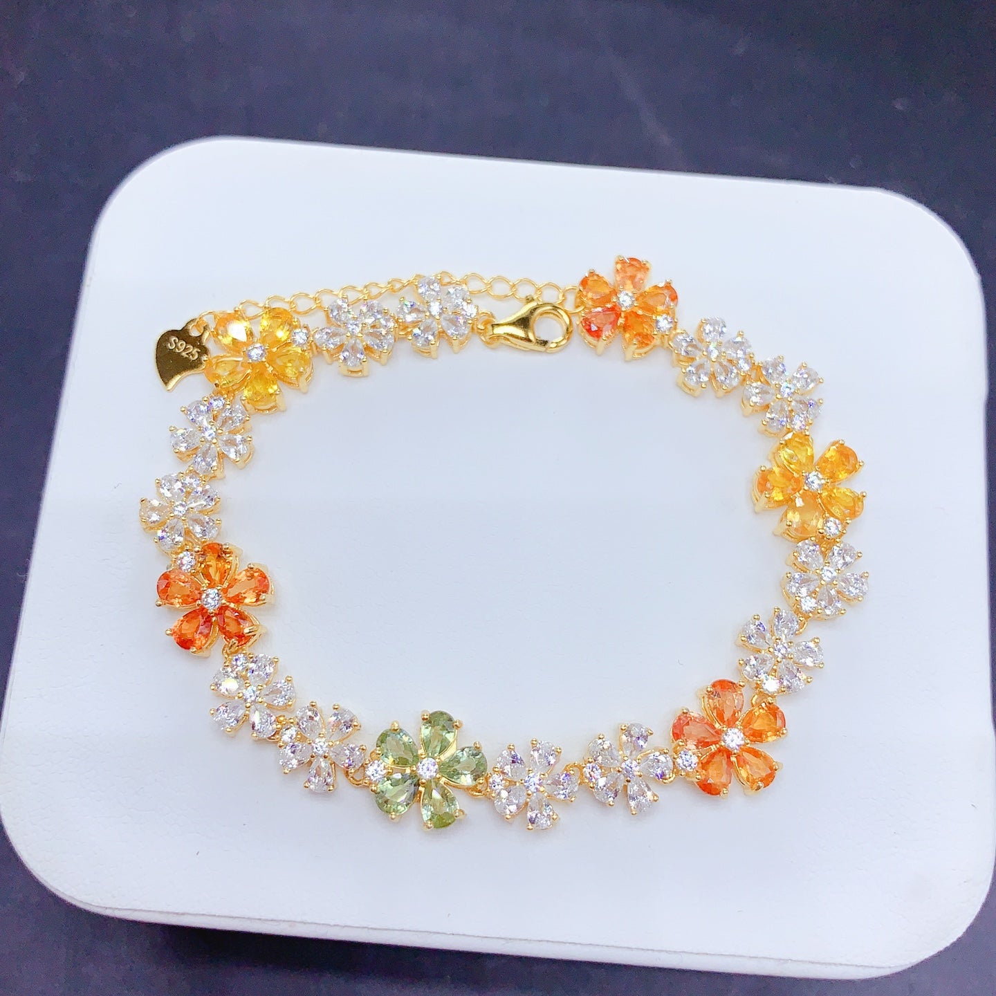 New Colored Sapphire Bracelet, Fairy Style Design, 3x4mm Gemstones, 925 Silver