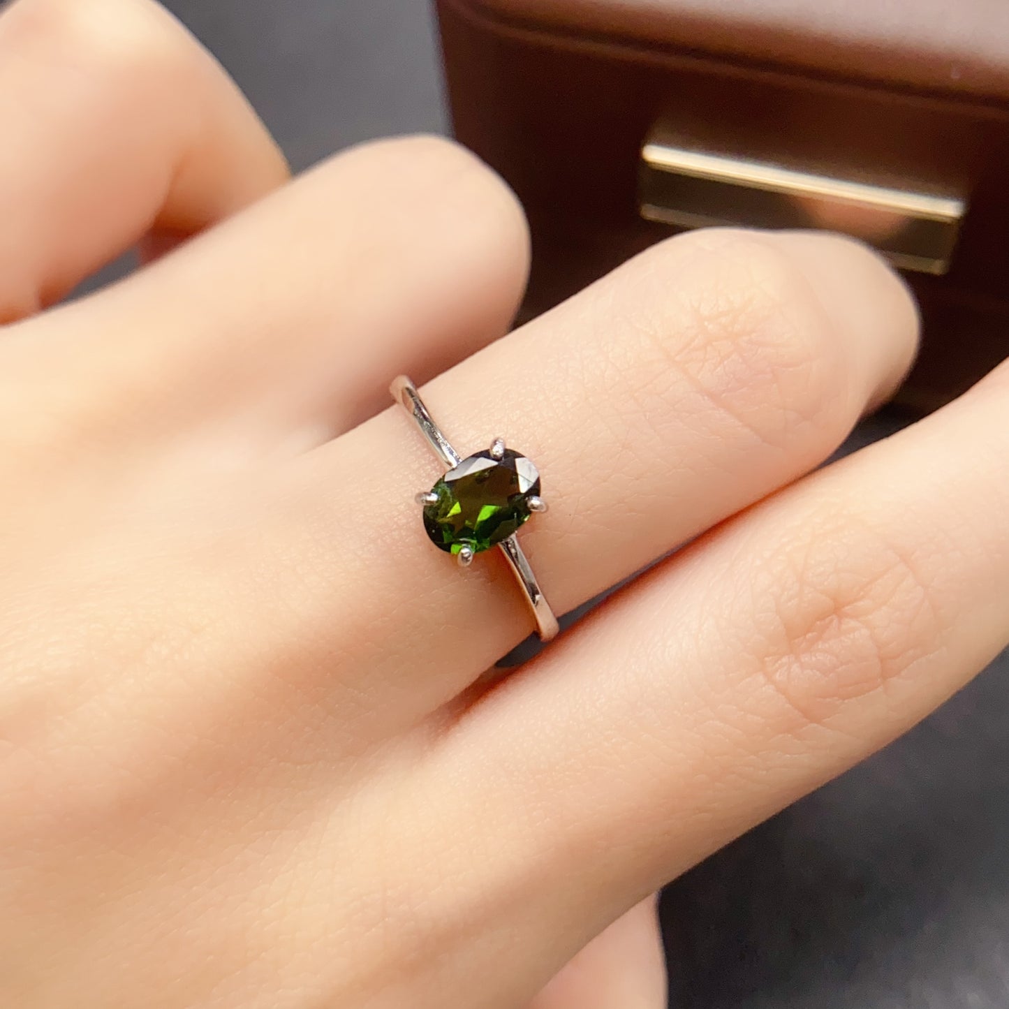 Natural Tourmaline Jewelry Set Earrings & Ring, Simple Daily Style, High Quality 925 Silver Setting, 5x7mm+ Gems
