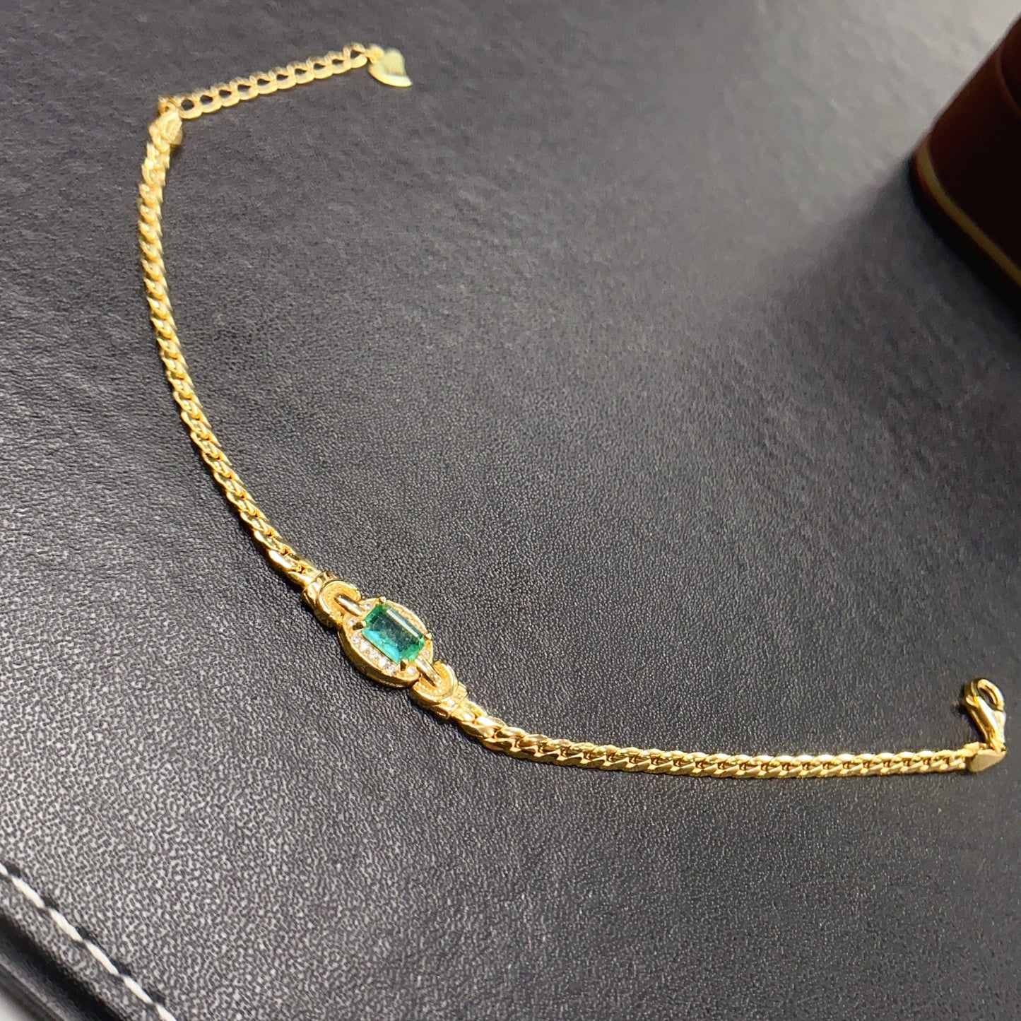 Natural Emerald Bracelet, Square Cut Fashion Design with Gold Plating, High Quality 925 Silver Setting, 4x6mm Gems