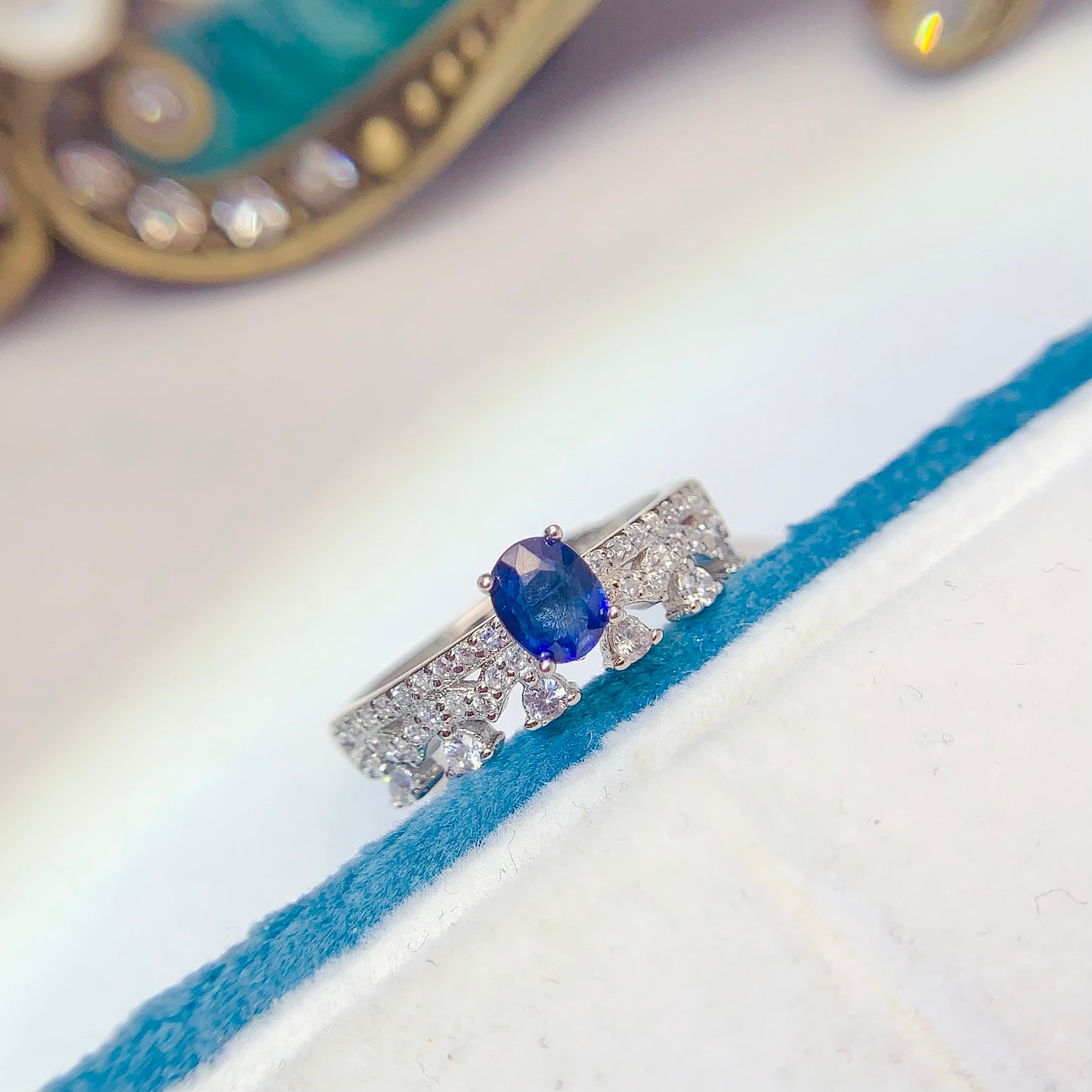 Premium Natural Sapphire Adjustable Ring, Deep Serene Blue, Mysterious Charm, 925 Silver Setting, 4x5mm+ Gem