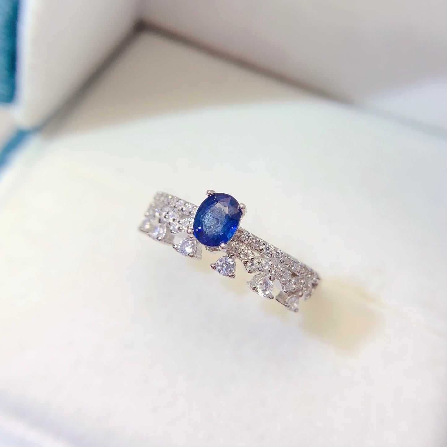 Premium Natural Sapphire Adjustable Ring, Deep Serene Blue, Mysterious Charm, 925 Silver Setting, 4x5mm+ Gem
