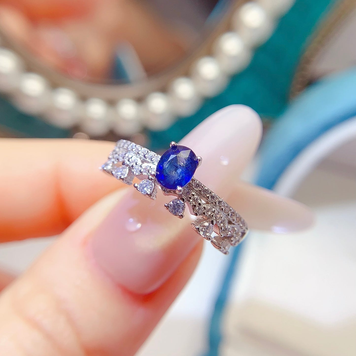 Premium Natural Sapphire Adjustable Ring, Deep Serene Blue, Mysterious Charm, 925 Silver Setting, 4x5mm+ Gem