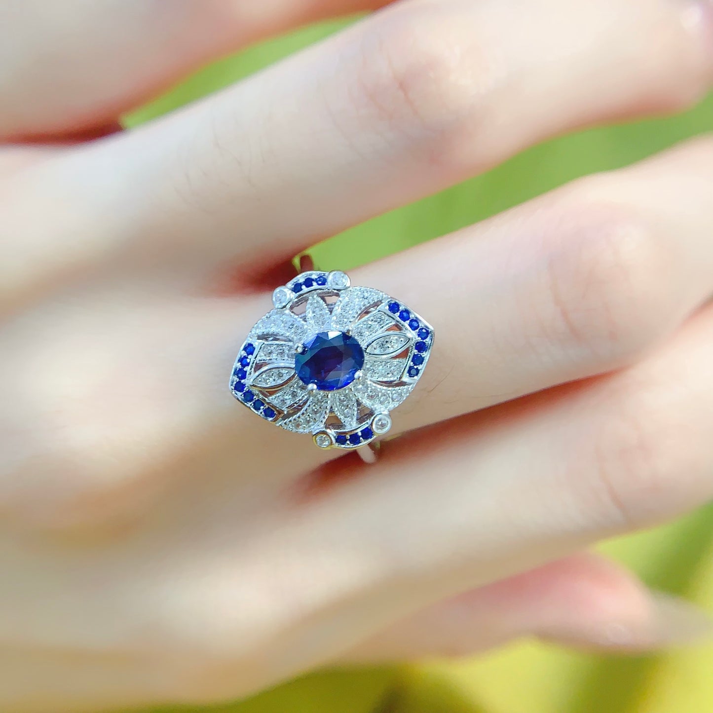 Premium Natural Sapphire Adjustable Ring, Vintage Design, Deep Serene Blue, Mysterious Charm, 925 Silver Setting, 5x6mm+ Gem