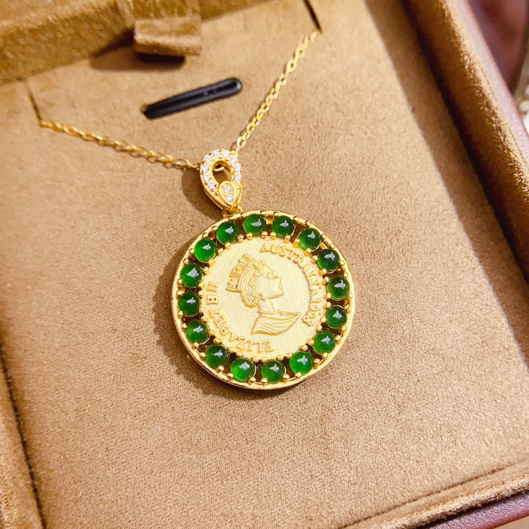 Natural Jade Pendant Necklace, Round Design, 925 Silver Setting, Simple & Elegant, Beautiful Color, 3x3mm Gem