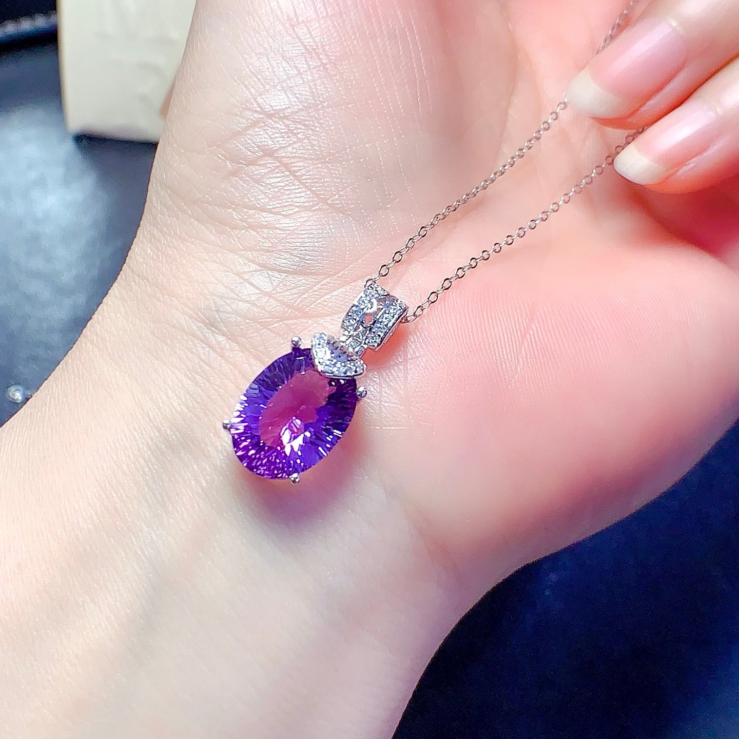 Natural Millennium Cut Amethyst Pendant, 10x14mm Gemstone, Exquisite 925 Silver Setting