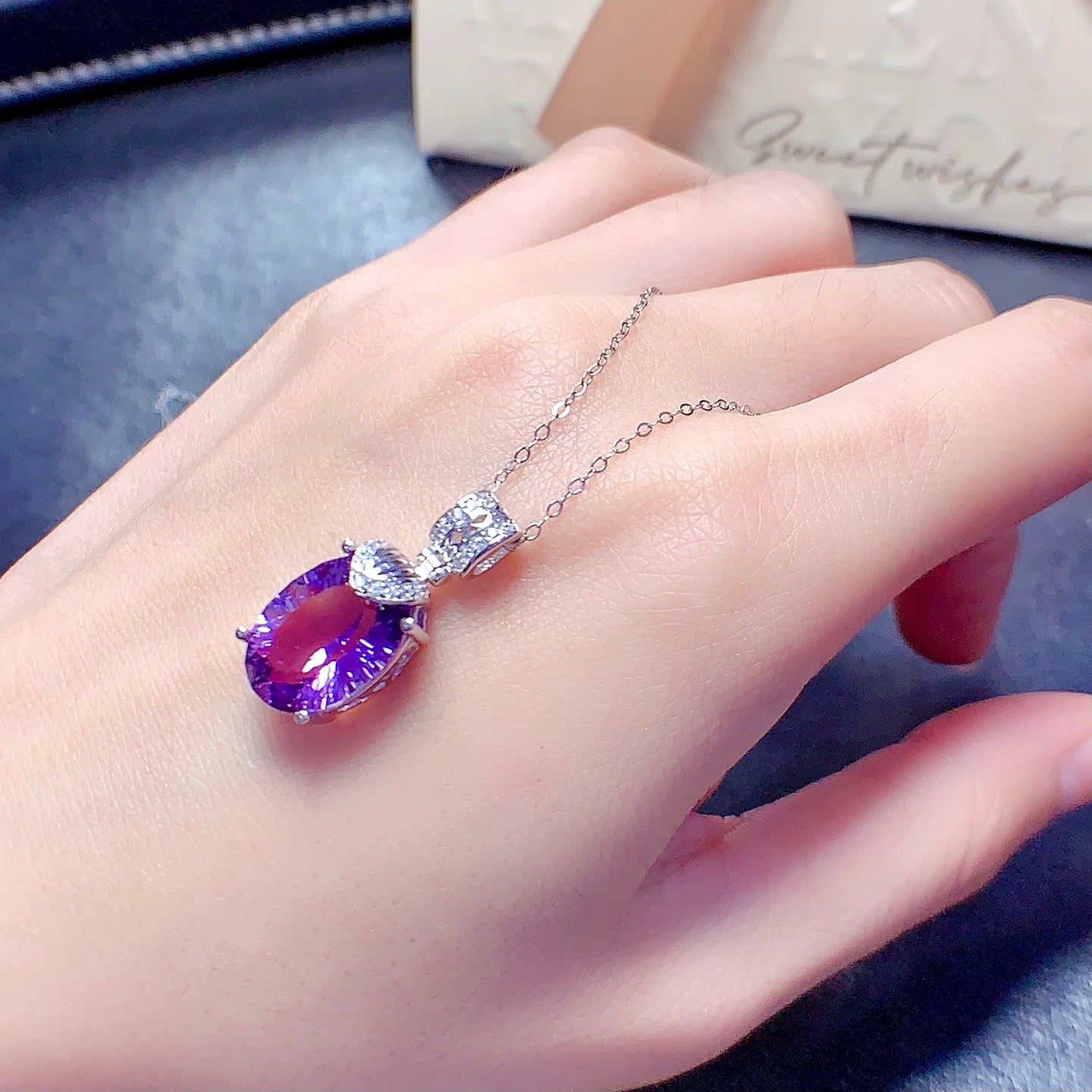 Natural Millennium Cut Amethyst Pendant, 10x14mm Gemstone, Exquisite 925 Silver Setting