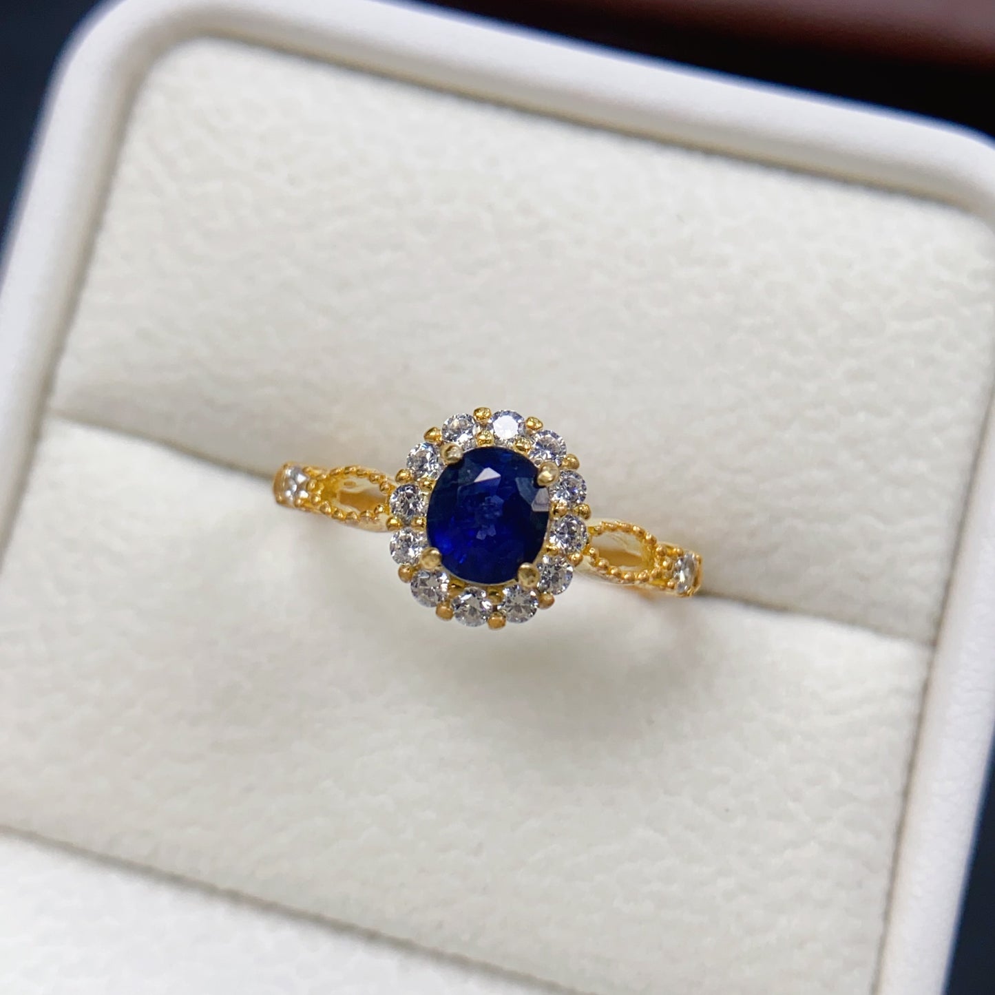 Natural Sapphire Ring Adjustable Open Band | 4x5mm Vivid Blue Gemstone | 925 Silver Fine Setting Minimalist Stacking Ring Dainty Jewelry