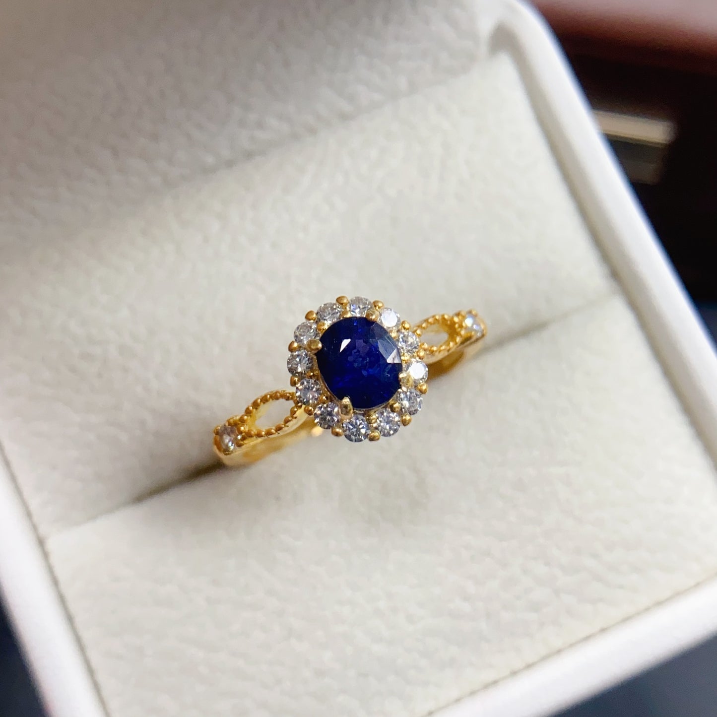 Natural Sapphire Ring Adjustable Open Band | 4x5mm Vivid Blue Gemstone | 925 Silver Fine Setting Minimalist Stacking Ring Dainty Jewelry