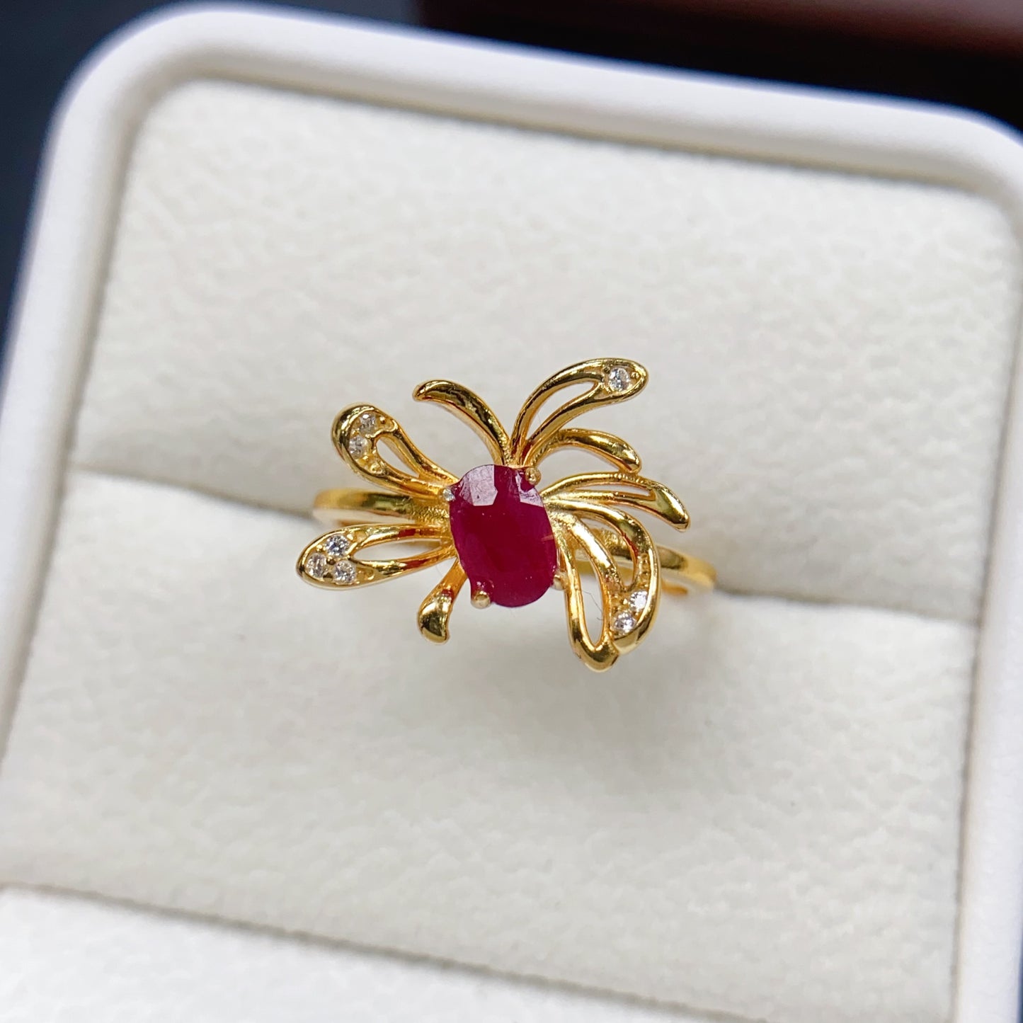 Natural Ruby Ring Adjustable Spider Design Dark Gothic🔴High Quality Pigeon Blood Ruby 925 Silver Statement Jewelry Gift